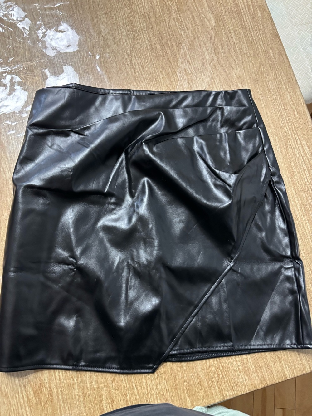 Black Faux Leather High waisted Bodycon Mini Skirt - Women